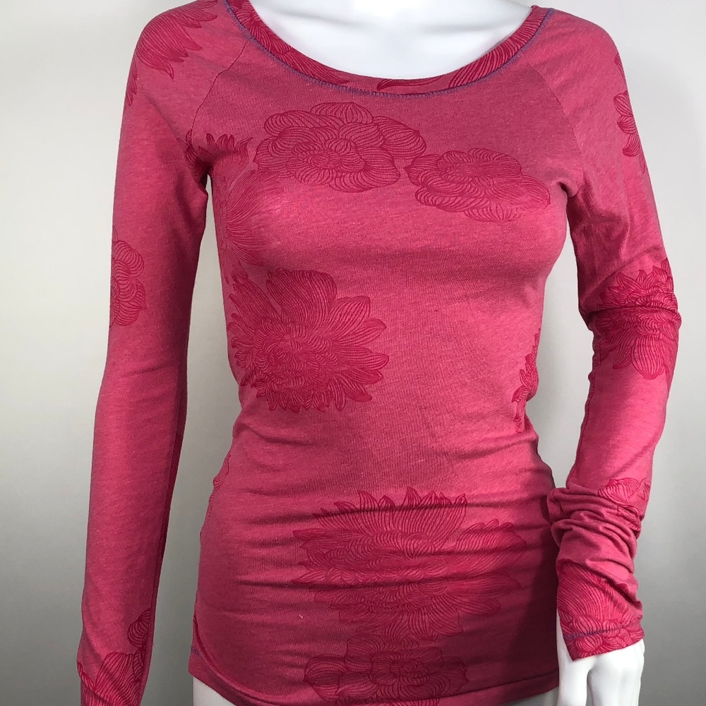 Free People Thin Floral Scoop Neck Long Sleeve
